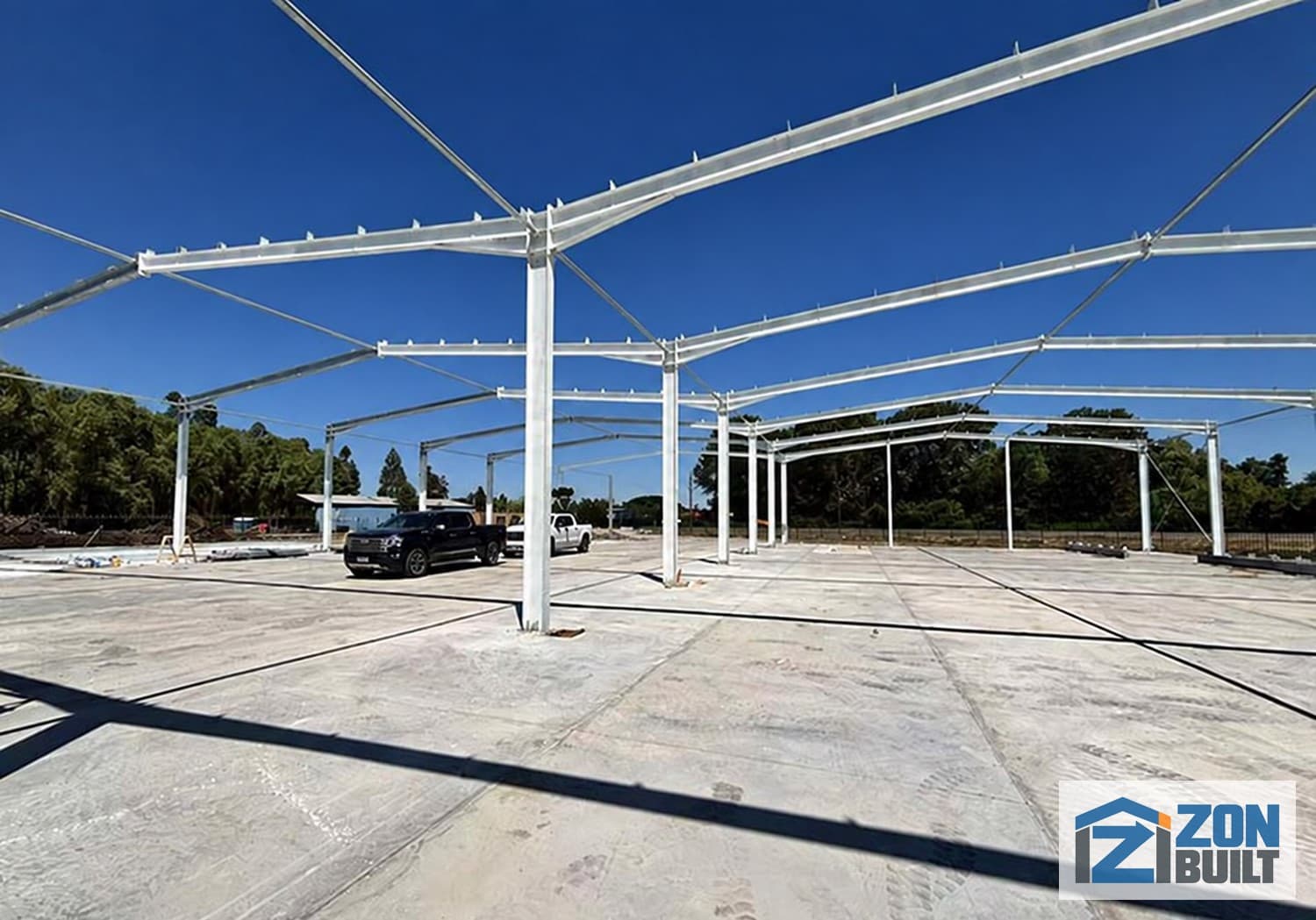 Multi span galvanized steel structure warehouse in Chile