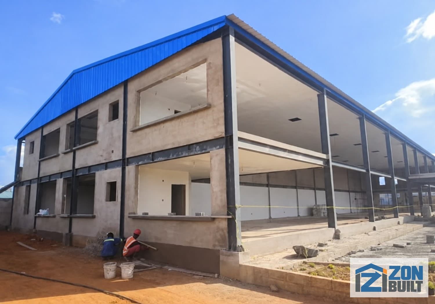 Prefabricated warehouse building with mezzanine in Zambia
