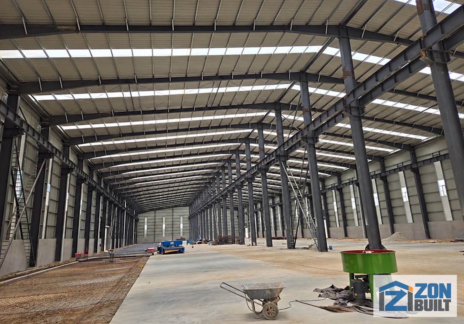 double span steel structure factory building